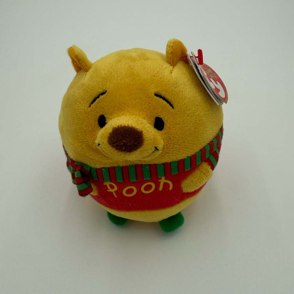 Ty Beanie Ballz - WINNIE THE POOH Holiday 5" Plush Stuffed Animal Toy